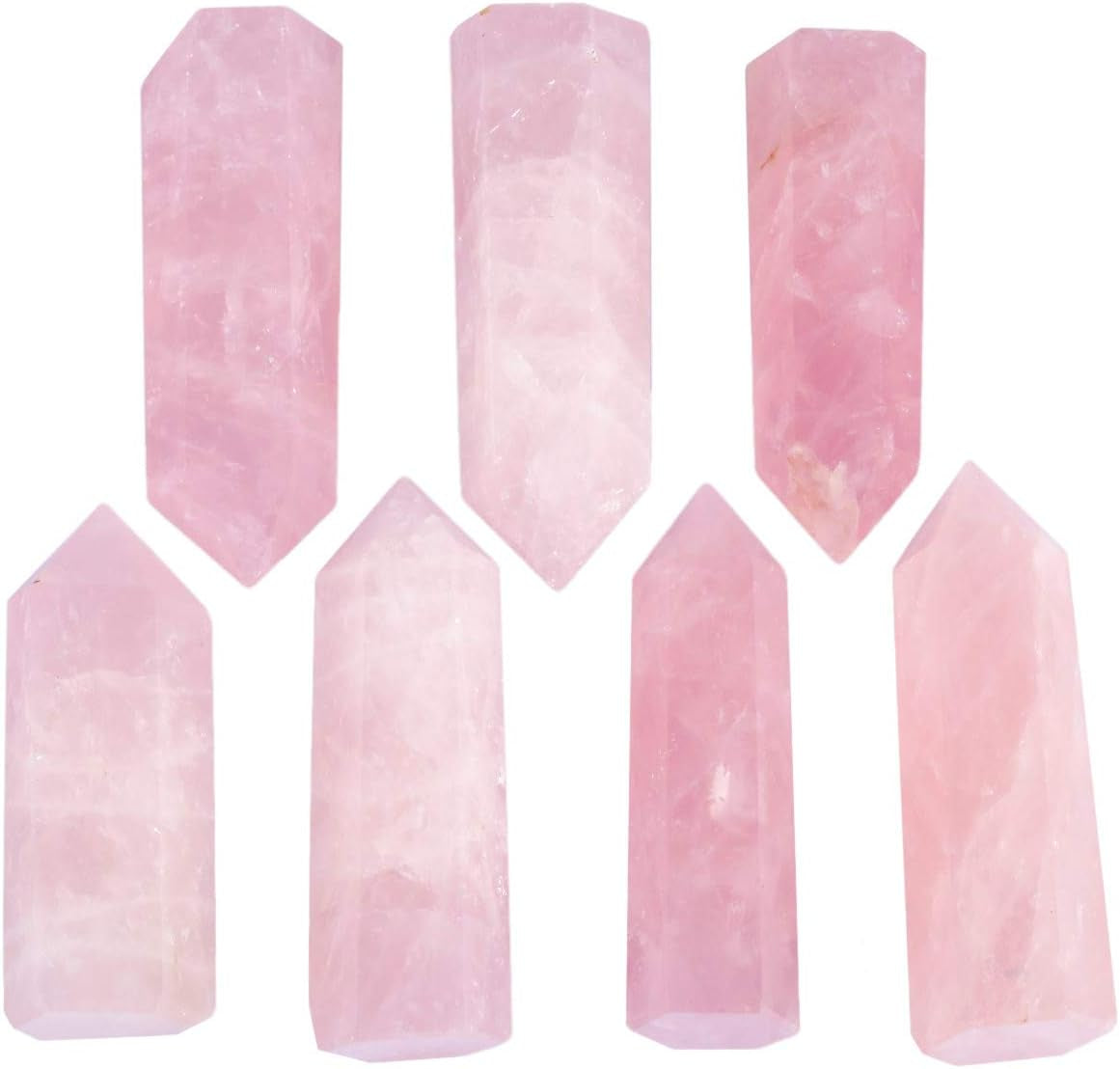 7 PCS Healing Crystal Wands 2" Amethyst, Rock Quartz, Rose Quartz, Black Obsidian, Lapis Lazuli, Green Aventurine, Rainbow Fluorite 6 Faceted Reiki Stone for Meditation Therapy Decor