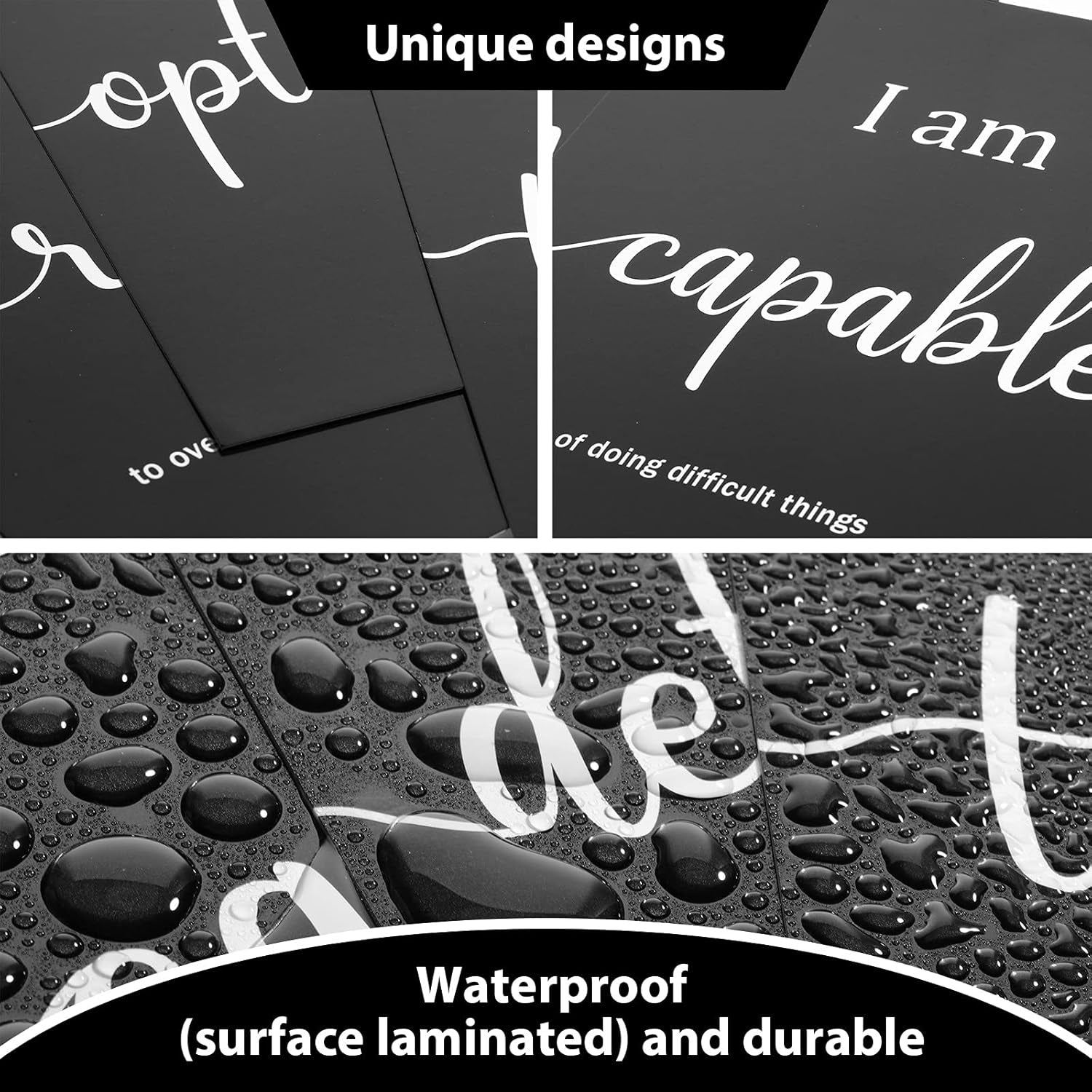 9 Pieces Inspirational Motivational Wall Art Office Bedroom Wall Art,Daily Positive Affirmations for Men Women Kids Inspirational Positive Quotes Sayings Decor(Black)
