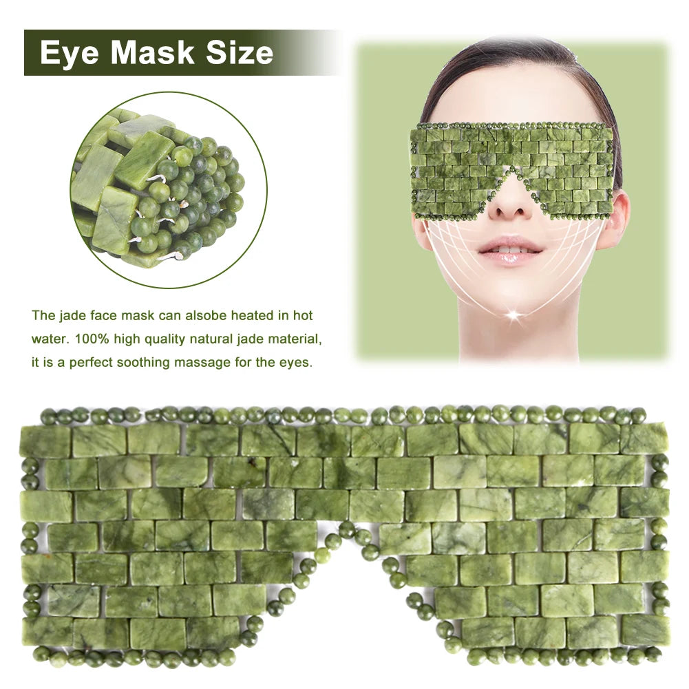 Jade Eye Mask Sleep Massager Mask Alleviate Puffiness Sleeping Eye Mask Relieve Wrinkles Anti-Aging for Hot & Cold Therapy