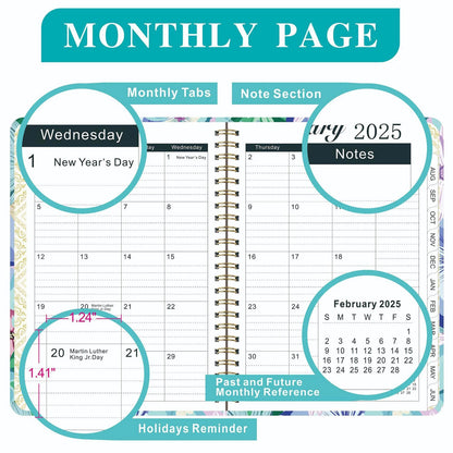 2025 Planner, A5 Weekly and Monthly Planners with Tabs, Spiral Bound Daily Calendar 2025, Agenda Organizers from Jan. to Dec., Hardcover Habit Tracker Journal 6.2" X 8.5" (F)