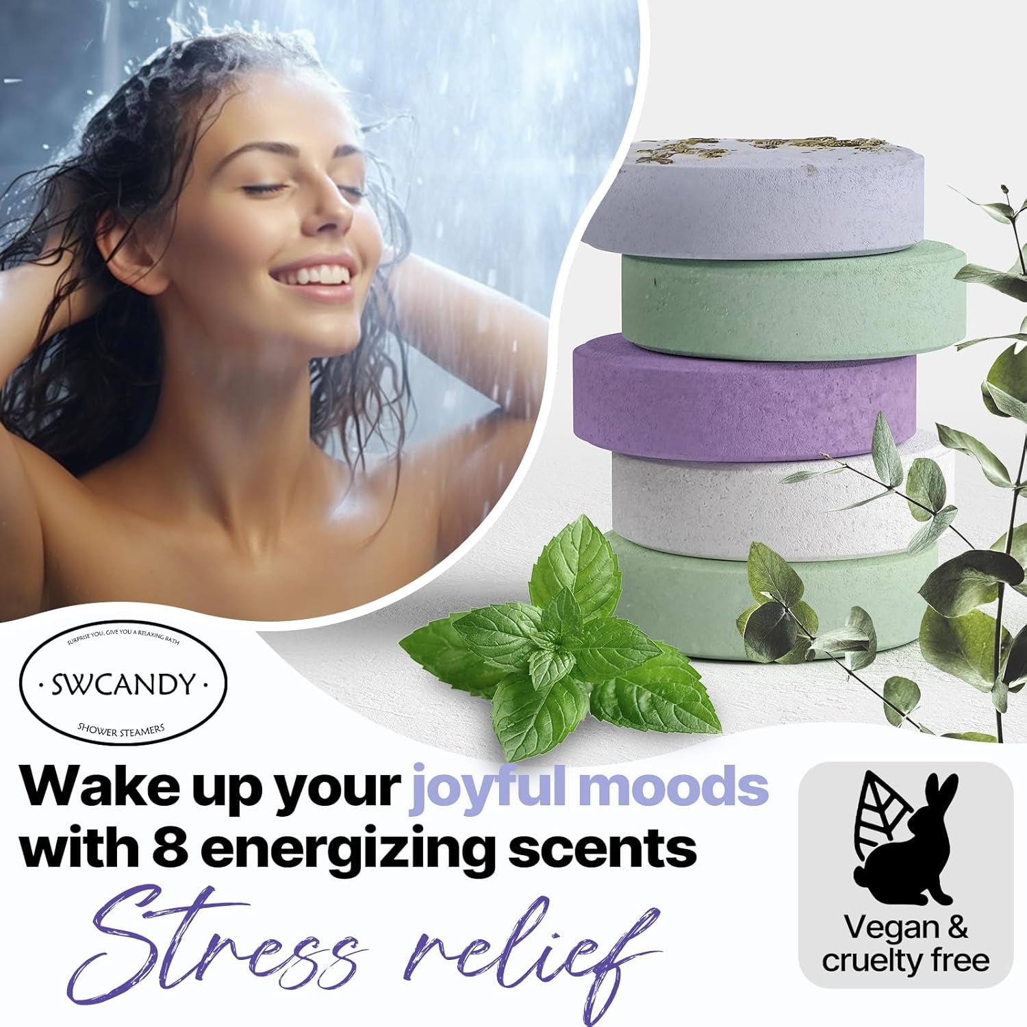 Shower Steamers Aromatherapy Birthday Gifts for Women -  8 Pcs Stocking Stuffers White Elephant Gifts for Adults Mom Men Teen Self Care with Natural Essential Oils Relaxation Home SPA Christmas