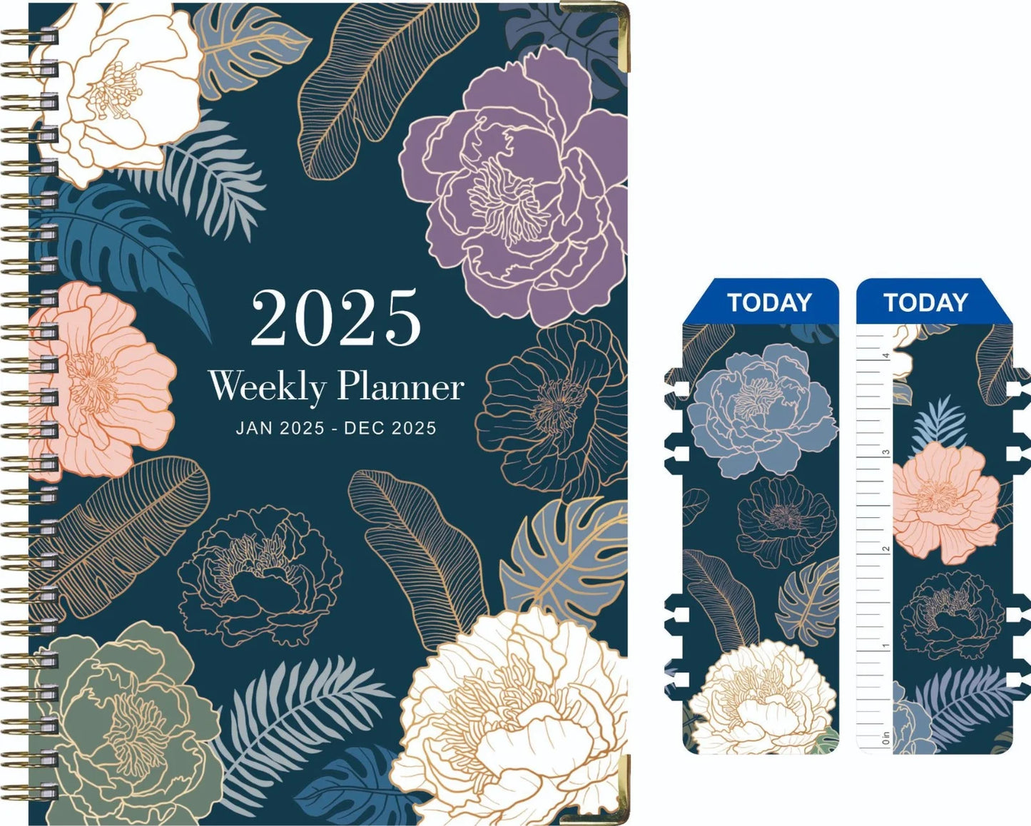 2025 Planner, A5 Weekly and Monthly Planners with Tabs, Spiral Bound Daily Calendar 2025, Agenda Organizers from Jan. to Dec., Hardcover Habit Tracker Journal 6.2" X 8.5" (F)