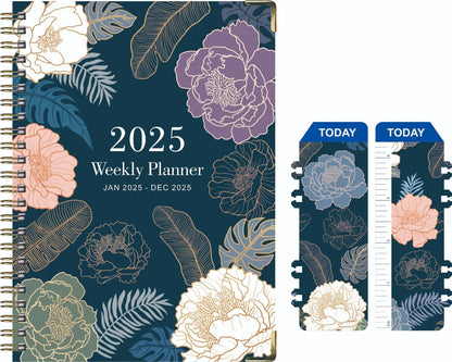 2025 Planner, A5 Weekly and Monthly Planners with Tabs, Spiral Bound Daily Calendar 2025, Agenda Organizers from Jan. to Dec., Hardcover Habit Tracker Journal 6.2" X 8.5" (F)
