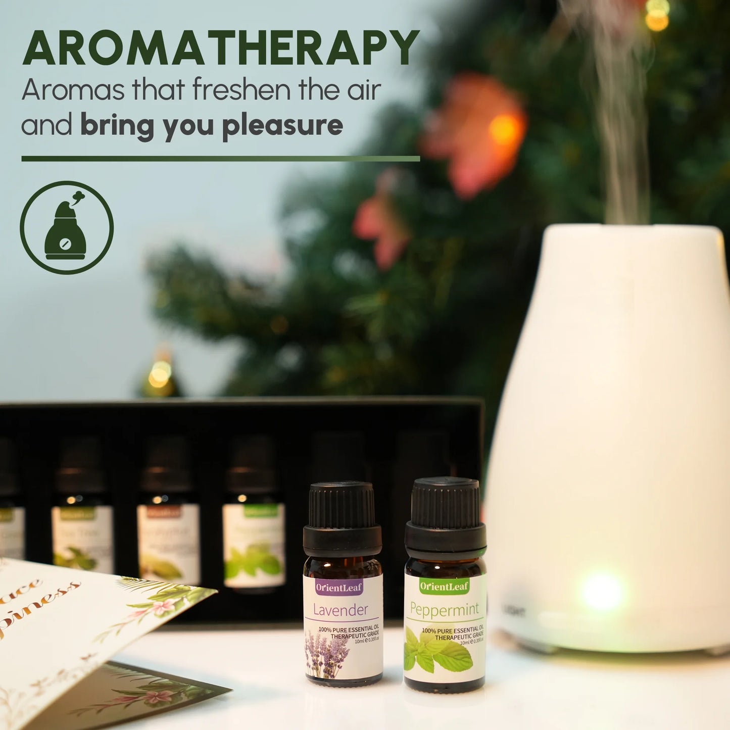 Essential Oils Set with Greetingift Card, 100% Pure Essential Oil Gift Set for Essential Oil Diffuser, Aromatherapy, Sleep, Massage & DIY