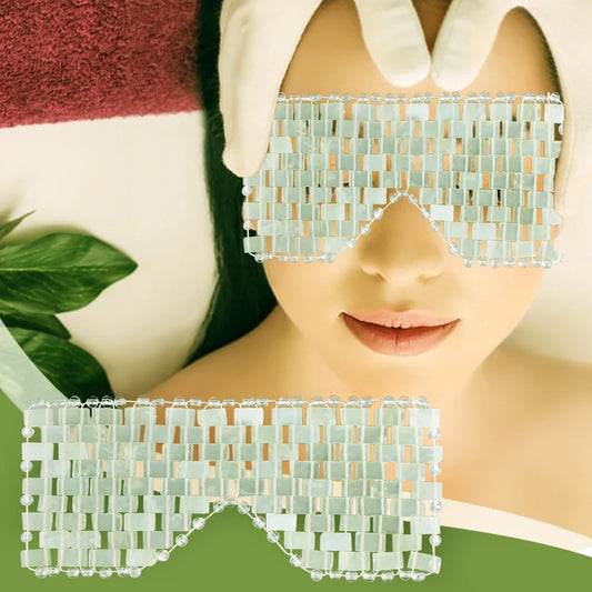 Jade Eye Mask Sleep Massager Mask Alleviate Puffiness Sleeping Eye Mask Relieve Wrinkles Anti-Aging for Hot & Cold Therapy