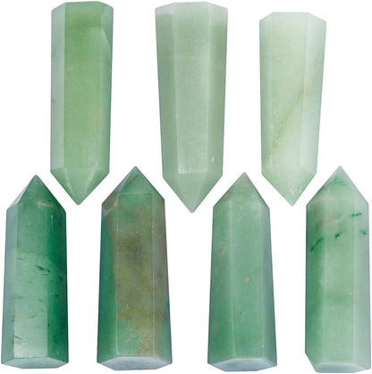7 PCS Healing Crystal Wands 2" Amethyst, Rock Quartz, Rose Quartz, Black Obsidian, Lapis Lazuli, Green Aventurine, Rainbow Fluorite 6 Faceted Reiki Stone for Meditation Therapy Decor
