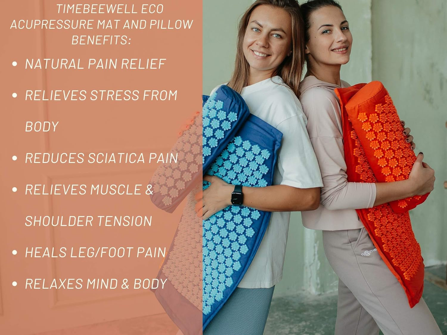 Acupressure Mat and Pillow Set | Acupuncture Mat for Back and Neck Pain Relief | Pranamat Inspired Accupressure Mats for Stress, Sciatic Pain, Feet Massage | Eco-Friendly Travel Bag Included