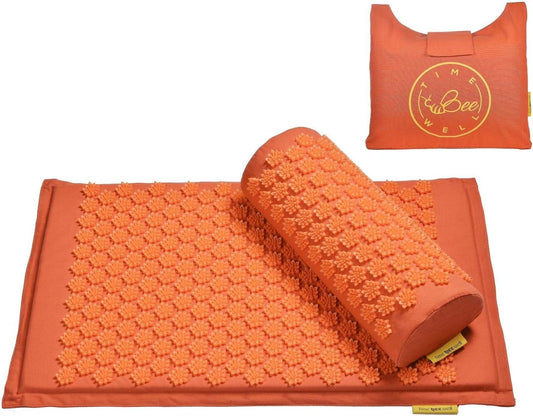 Acupressure Mat and Pillow Set | Acupuncture Mat for Back and Neck Pain Relief | Pranamat Inspired Accupressure Mats for Stress, Sciatic Pain, Feet Massage | Eco-Friendly Travel Bag Included